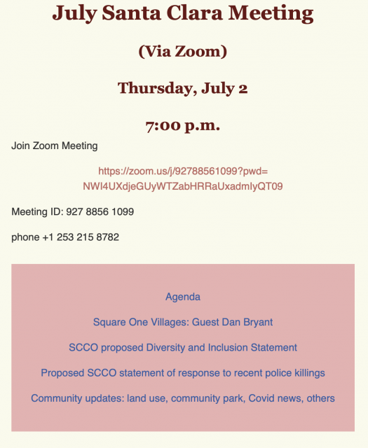 July 2 2020 Meeting announcement