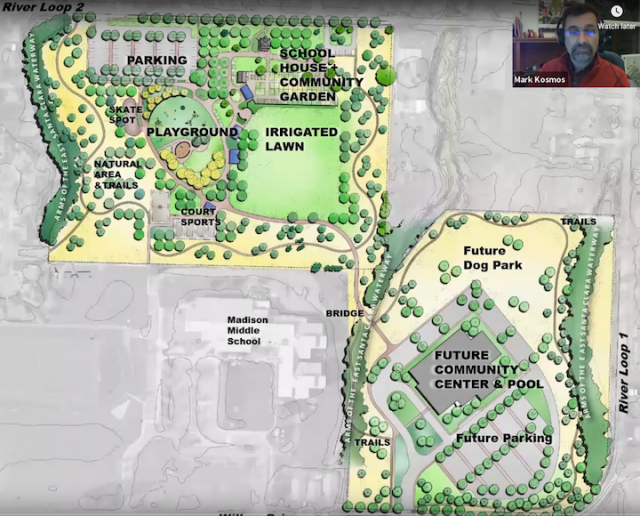 Colored Rendering of the proposed Santa Clara Community Park presented to the SCCO on December 3, 2020